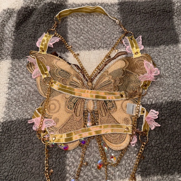 Butterfly Embellished Chain Necklace and Garter Set - Picture 3 of 3